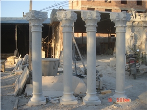 White Hollow Column Cast Stone Pilasters with Base