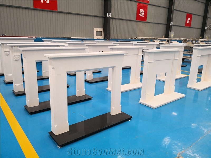 White Limestone Aegean Indoor Fireplace Mantels
