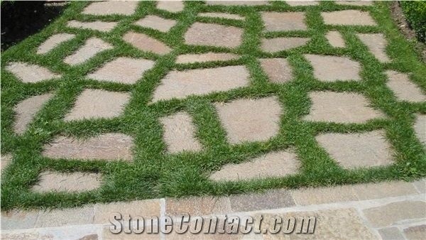 Beige Gneiss Stone Flagstones, Gneiss Flagstones Natural Shape Polygonal