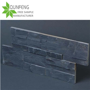 Black Stacked Stone China Slate Wall Cladding