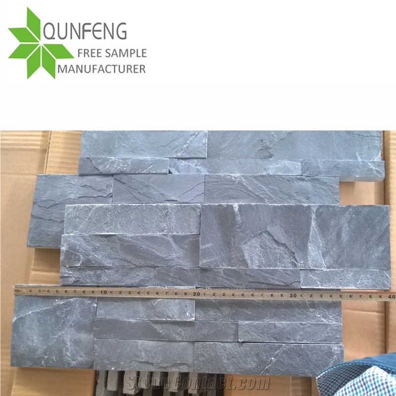 Black Stacked Stone China Slate Wall Cladding