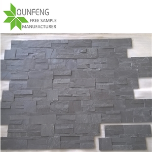 Black Stacked Stone China Slate Wall Cladding