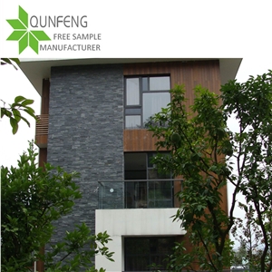 Black Stacked Stone China Slate Wall Cladding