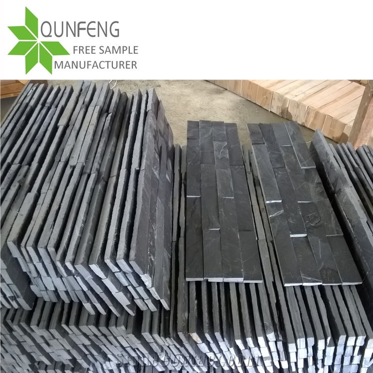 Black Stacked Stone Veneer China Slate Tiles