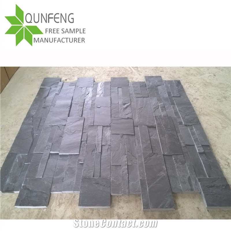 China Black Stone Cladding Slate Wall Panel