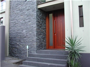 China Natural Black Slate Wall Stacked Stone