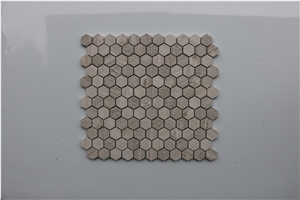China Hexagon Light Wooden Marble Mosaic,Tiles