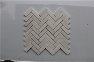 Greece Dolit White Herringbone Marble White Mosaic