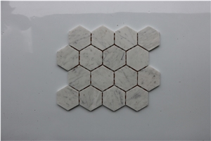 Italy Carrara White Hexagon Tumbled Marble Mosaics