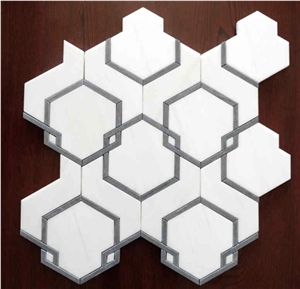 Italy Yugoslav White Water-Jet Marble Mosaics