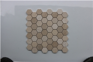 Turkey Hexagon Crema Bello Marble Mosaic,Tiles