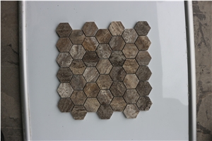 Turkey Hexagon Dark Emperador Marble Mosaics,Tiles