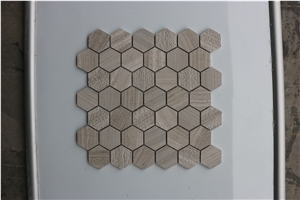 Turkey Hexagon Light Wooden Marble Mosaic,Tiles