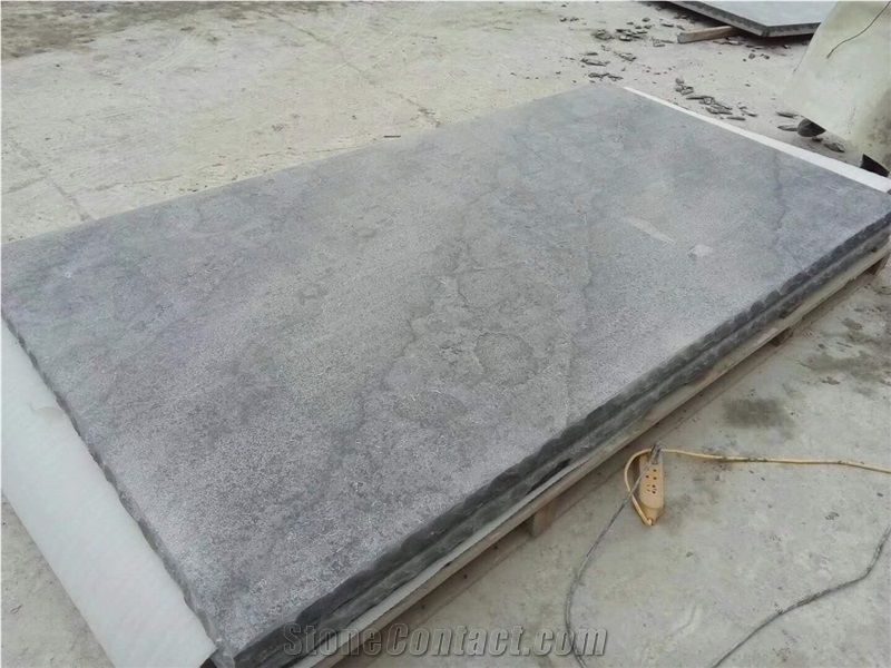 China Blue Limestone Flamed Slabs Tiles Cobbles