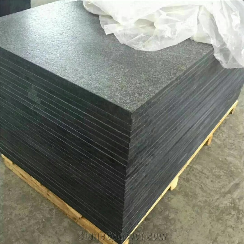 G684 Black Basalt Flammed Tiles Slabs