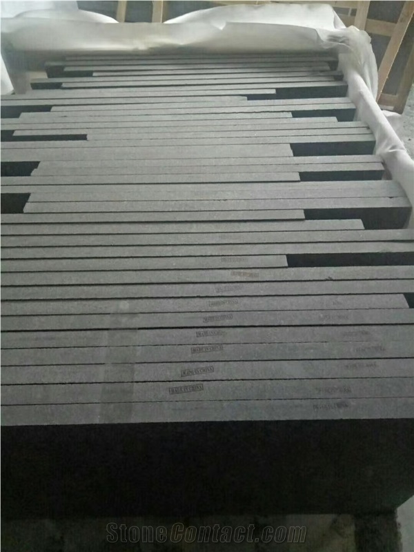 G684 Black Basalt Flammed Tiles Slabs