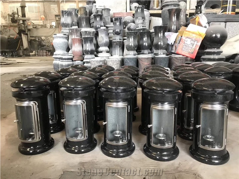 Polished Granite Memorial Vases Lamps