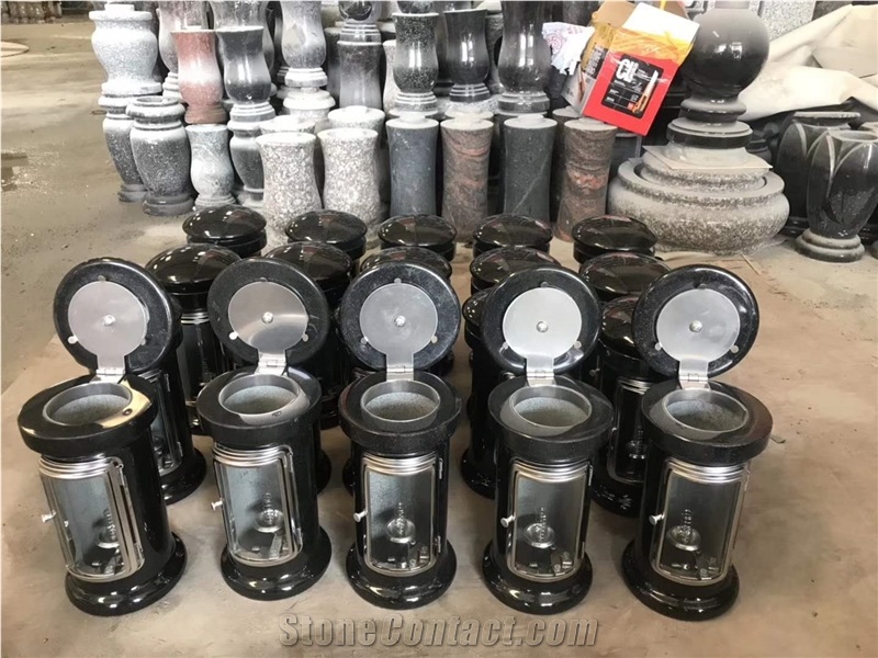 Polished Granite Memorial Vases Lamps