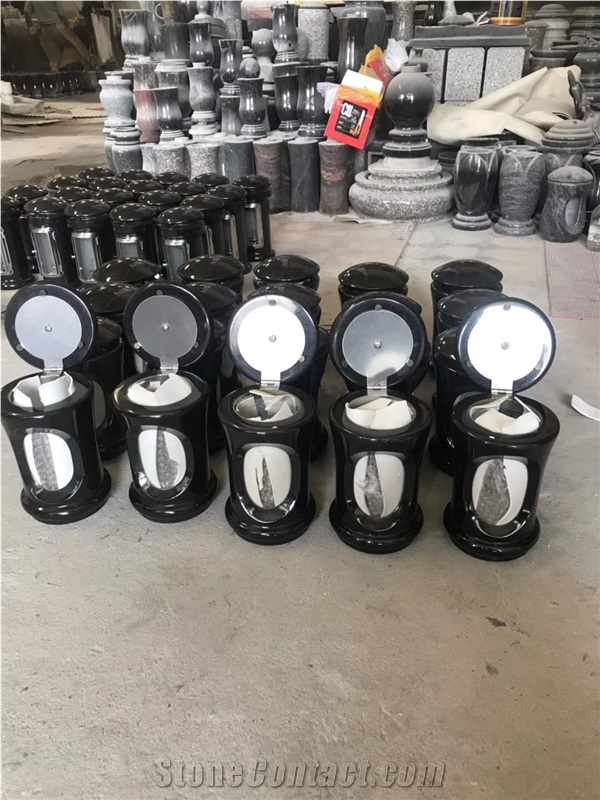 Polished Granite Memorial Vases Lamps