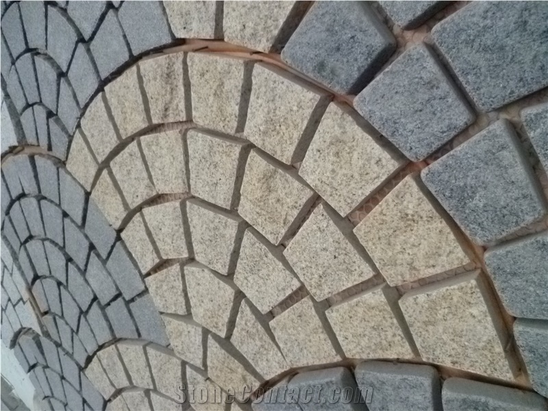 Cube Stone Pavers Granite Mesh Cobble Flamed