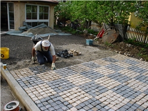 Cube Stone Pavers Granite Mesh Cobble Flamed