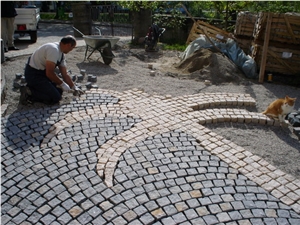 Cube Stone Pavers Granite Mesh Cobble Flamed