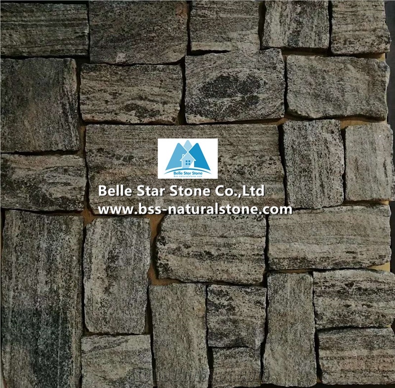 Misty Grey Granite Fieldstone Wall Cladding Veneer