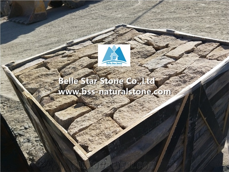 Sesame Yellow Granite Ashlar Thin Stone Veneer