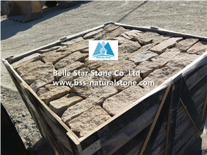 Sesame Yellow Granite Ashlar Thin Stone Veneer