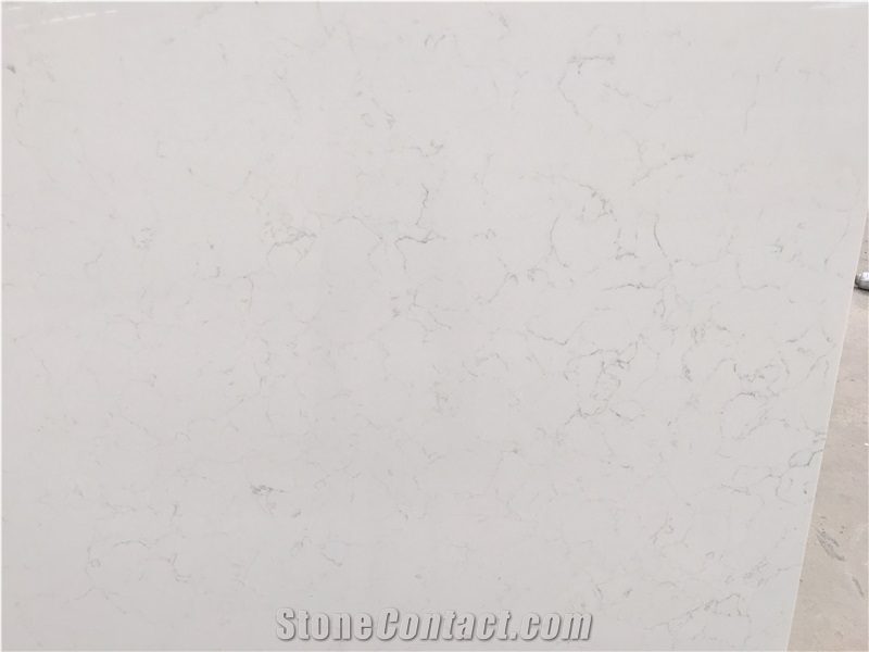Carrara White Marble Look Engineered Quartz Sy10