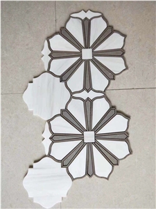 Eastern White +Med Grey Flower Marble Mosaic Tile Eastern White +Med Grey Flower Marble Mosaic Tile