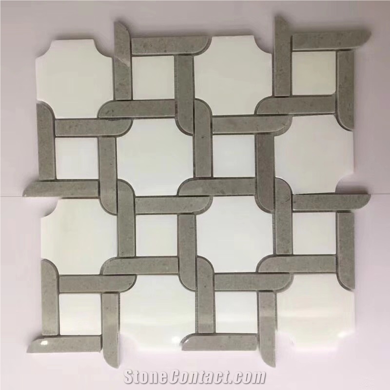 Pure White+Cinderrella Marble Mosaic Tile
