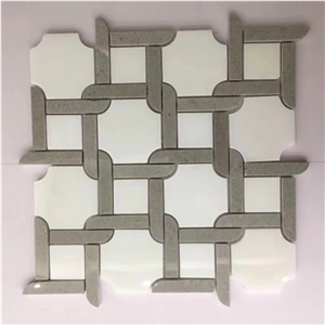 Pure White+Cinderrella Marble Mosaic Tile