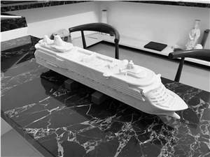 Syc04 Pure White Marble Steamboat Carving Syc04 Pure White Marble Steamboat Carving