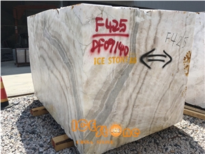Beige Onyx, Bookmatch, Wooden White Ice Onyx Slab