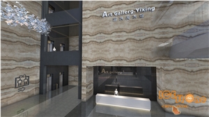 Beige Onyx, Bookmatch, Wooden White Ice Onyx Slab