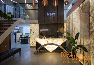 Beige Onyx Slabs Tiles China Yellow Bookmatch