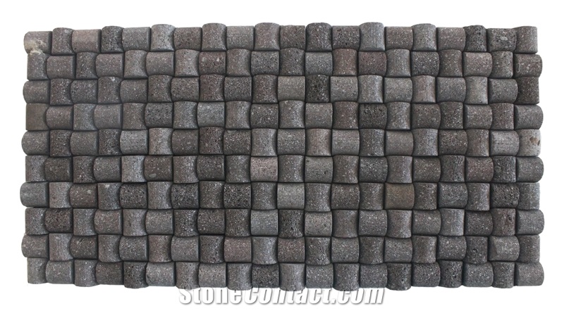 Indonesia Black Lavastone Curve Pattern Cladding