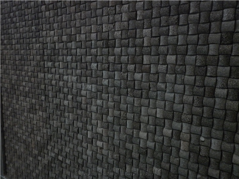 Indonesia Black Lavastone Curve Pattern Cladding