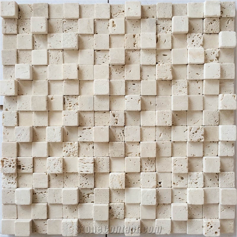 Light Travertine 3d Design Tumble Marble Mosaic