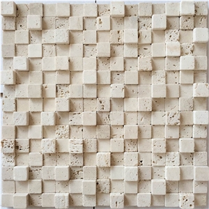Light Travertine 3d Design Tumble Marble Mosaic