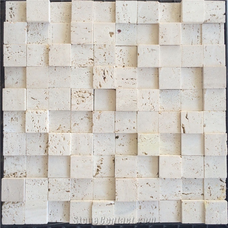 Light Travertine 3d Design Tumble Marble Mosaic