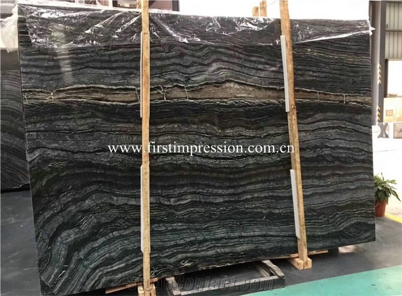 Black Marble Slabs for Cladding/Silver Wave Stone