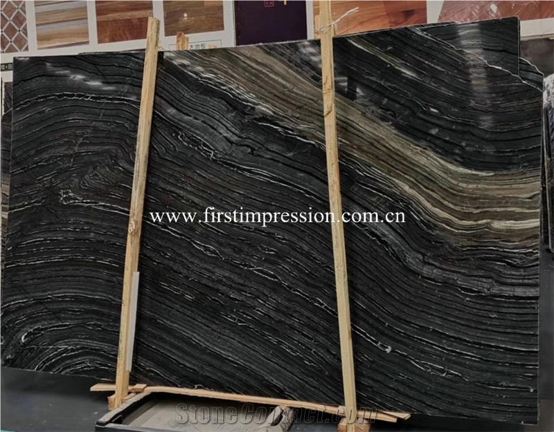 Black Marble Slabs for Cladding/Silver Wave Stone