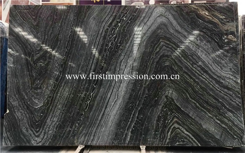 Black Marble Slabs for Cladding/Silver Wave Stone