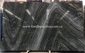 Black Marble Slabs for Cladding/Silver Wave Stone