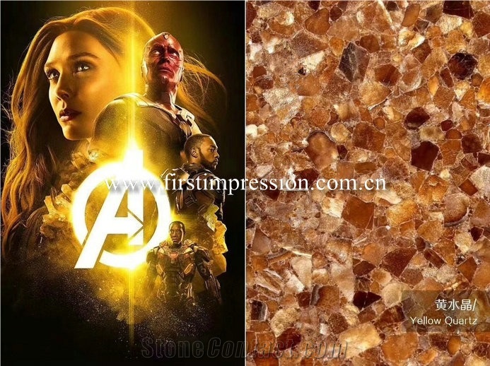 Gemstone Yellow Quartz Slabs/Semi-Precious Stone