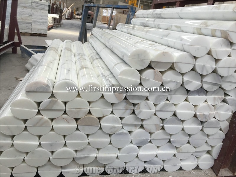High Quality Calacatta White Marble Stone Column
