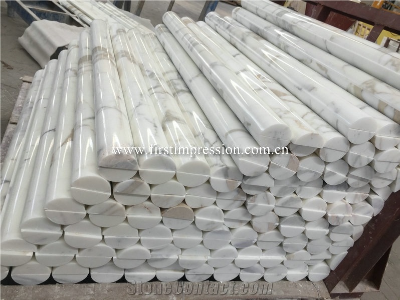 High Quality Calacatta White Marble Stone Column