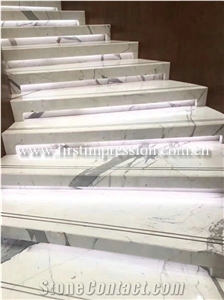 Luxury White Calacatta Gold Marble Stairs&Steps